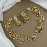 Premium Brass AD Stone Pearls Necklace Set JH7498