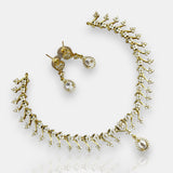 Premium Brass AD Stone Pearls Necklace Set JH7500