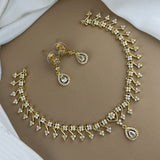 Premium Brass AD Stone Pearls Necklace Set JH7500