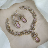 Premium Brass AD Stone Pearls Necklace Set JH7501