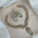 Premium Brass AD Stone Pearls Necklace Set JH7501
