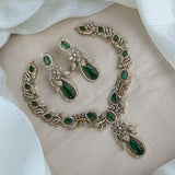Premium Brass AD Stone Pearls Necklace Set JH7501