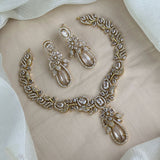Premium Brass AD Stone Pearls Necklace Set JH7501