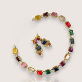 Premium Brass AD Stone Pearls Necklace Set JH7502