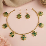 Premium Brass AD Stone Pearls Necklace Set JH7506