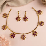 Premium Brass AD Stone Pearls Necklace Set JH7506