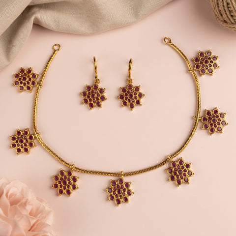 Premium Brass AD Stone Pearls Necklace Set JH7506