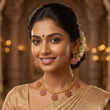 Premium Brass AD Stone Pearls Necklace Set JH7506