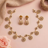 Premium Brass AD Stone Pearls Necklace Set JH7507