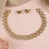 Premium Brass AD Stone Pearls Necklace Set JH7509