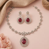 Premium Brass AD Stone Pearls Necklace Set JH7512