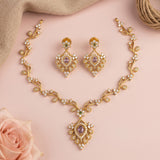 Premium Brass AD Stone Pearls Necklace Set JH7513