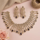 Premium Brass AD Stone Pearls Necklace Set JH7516