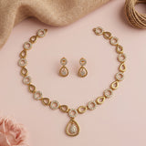 Premium Brass AD Stone Pearls Necklace Set JH7518