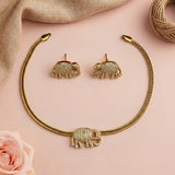 Premium Brass AD Stone Pearls Necklace Set JH7520