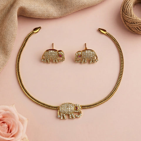 Premium Brass AD Stone Pearls Necklace Set JH7520