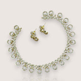 Premium Brass AD Stone Pearls Necklace Set JH7521