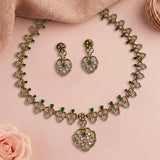Premium Brass AD Stone Pearls Necklace Set JH7521