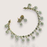 Premium Brass AD Stone Pearls Necklace Set JH7523