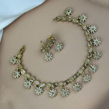 Premium Brass AD Stone Pearls Necklace Set JH7523