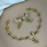 Premium Brass AD Stone Pearls Necklace Set JH7524