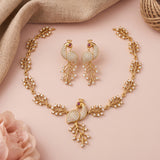 Premium Brass AD Stone Pearls Necklace Set JH7524