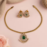 Premium Brass AD Stone Pearls Necklace Set JH7526