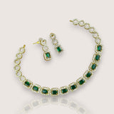 Premium Brass AD Stone Pearls Necklace Set JH7527