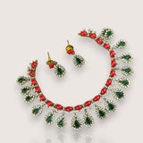 Premium Brass AD Stone Pearls Necklace Set JH7530