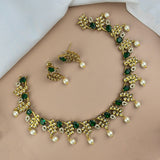 Premium Brass AD Stone Pearls Necklace Set JH7531
