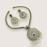 Premium Brass AD Stone Pearls Necklace Set JH7532
