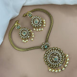 Premium Brass AD Stone Pearls Necklace Set JH7532