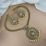 Premium Brass AD Stone Pearls Necklace Set JH7532