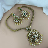 Premium Brass AD Stone Pearls Necklace Set JH7532