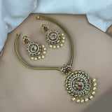 Premium Brass AD Stone Pearls Necklace Set JH7532