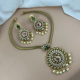 Premium Brass AD Stone Pearls Necklace Set JH7532