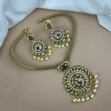 Premium Brass AD Stone Pearls Necklace Set JH7532