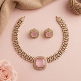 Premium Brass AD Stone Pearls Necklace Set JH7533
