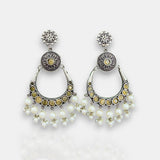 Oxidised German Silver Gemstone Earrings JH7549