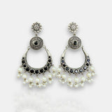 Oxidised German Silver Gemstone Earrings JH7549