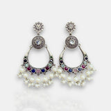 Oxidised German Silver Gemstone Earrings JH7549