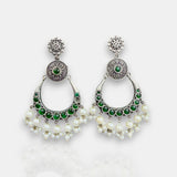Oxidised German Silver Gemstone Earrings JH7549