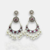 Oxidised German Silver Gemstone Earrings JH7549