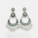 Oxidised German Silver Gemstone Earrings JH7549