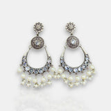 Oxidised German Silver Gemstone Earrings JH7549
