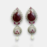 Oxidised German Silver Gemstone Earrings JH7550