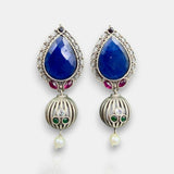 Oxidised German Silver Gemstone Earrings JH7550