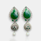 Oxidised German Silver Gemstone Earrings JH7550