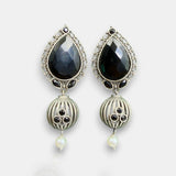 Oxidised German Silver Gemstone Earrings JH7550