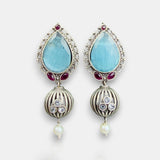 Oxidised German Silver Gemstone Earrings JH7550